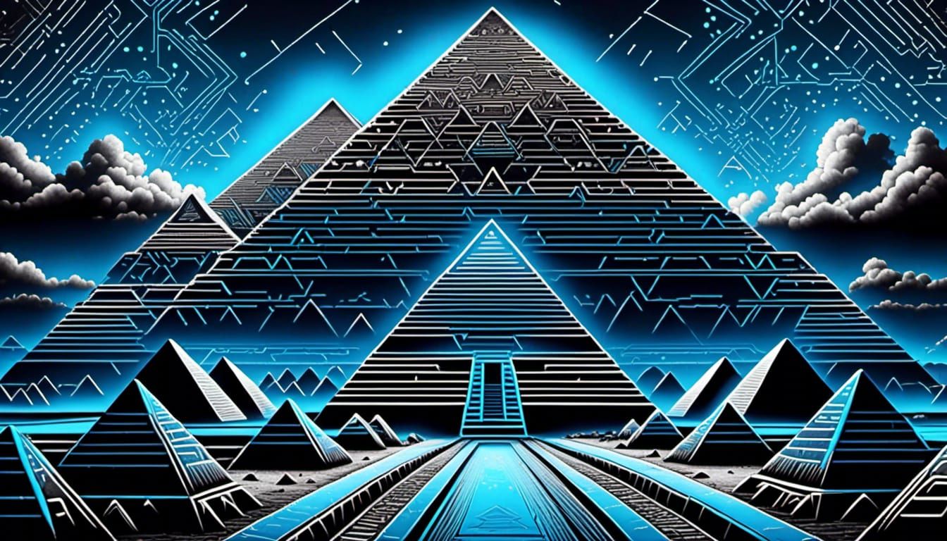 Egyptian Pyramids in Circuit Board Style