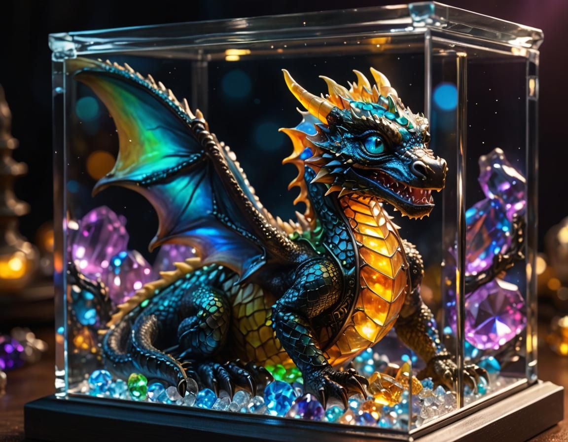 Miniature Dragon in Jewelry Box: Hyperrealistic Concept Art