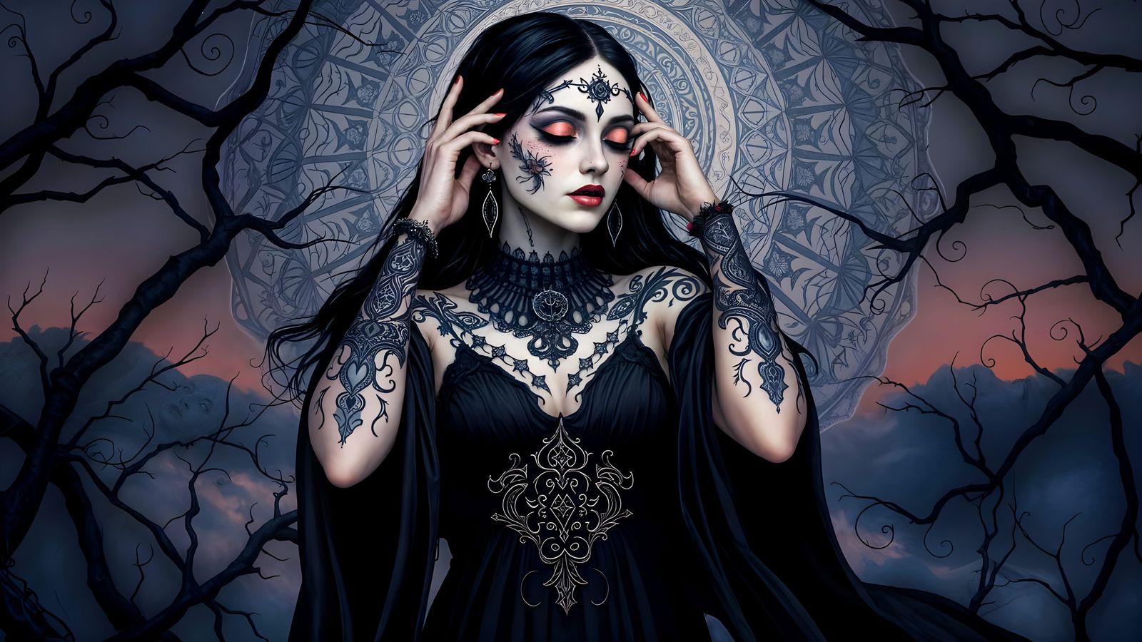 Gothic Gypsy Woman in Twilight Realism