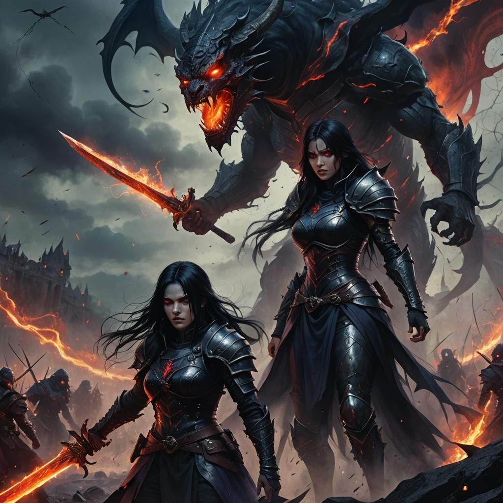 Wicked Woman in Dark Battlefield: Hyper-Realistic Fantasy Ar...