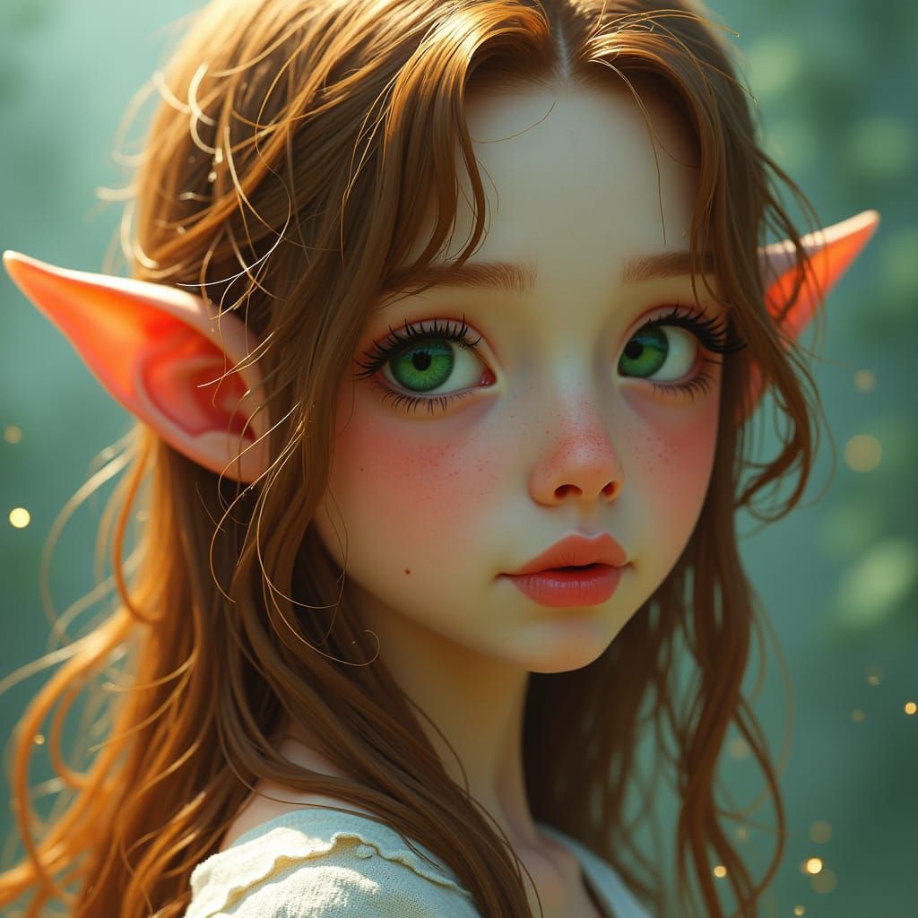 Ethereal Girl Portrait in Mystical Folklore Style