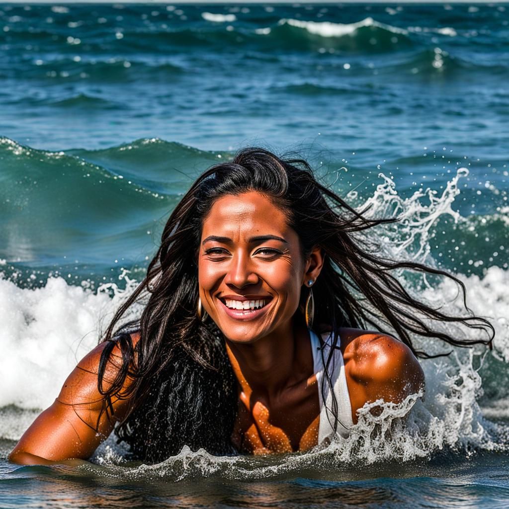 Taíno Woman at Sea in Pin-Up Fantasy Art