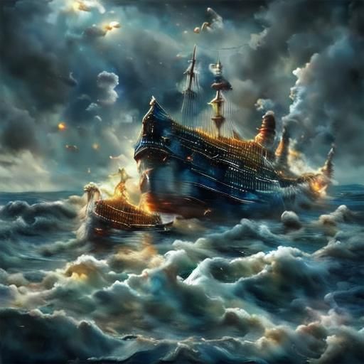 Titanic Rescue: Dramatic Oil Painting of Maritime Disaster