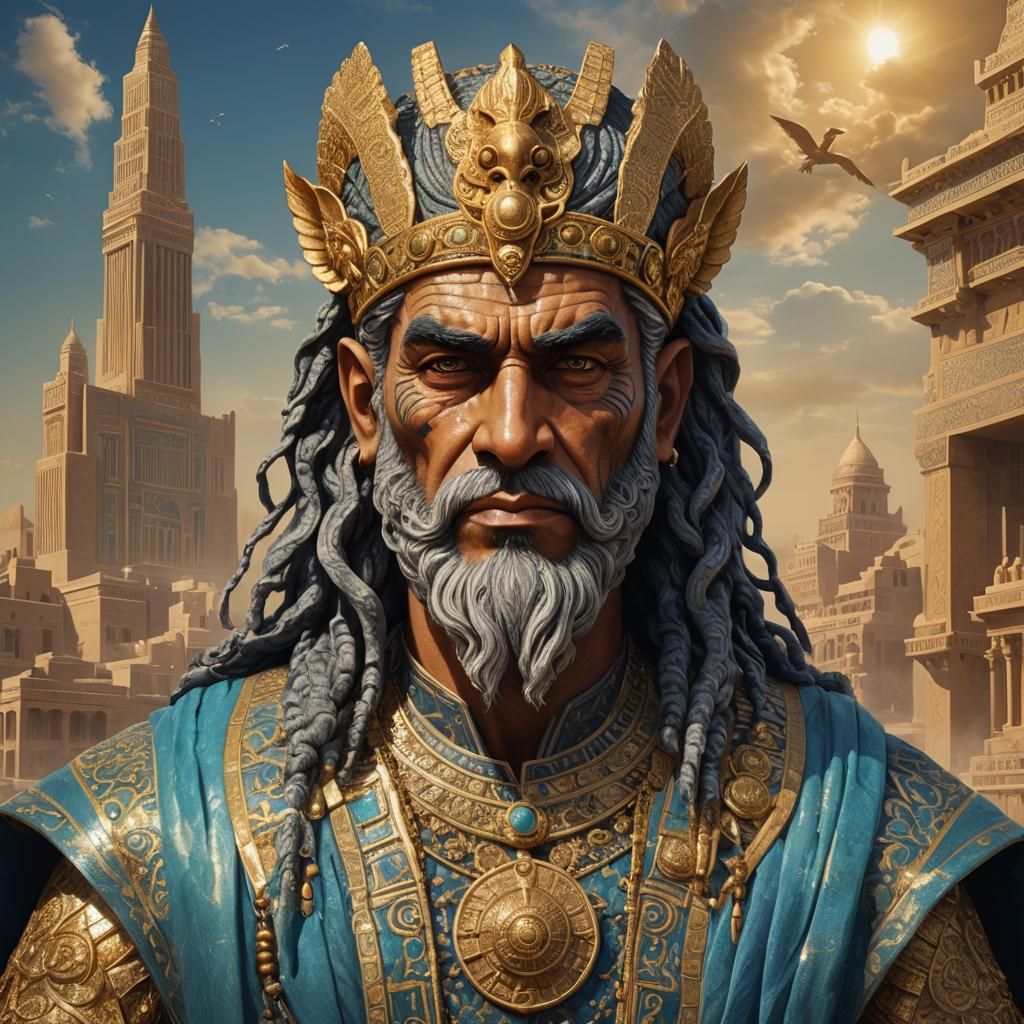 Ethereal Royal Demon in Ancient Mesopotamian Metropolis