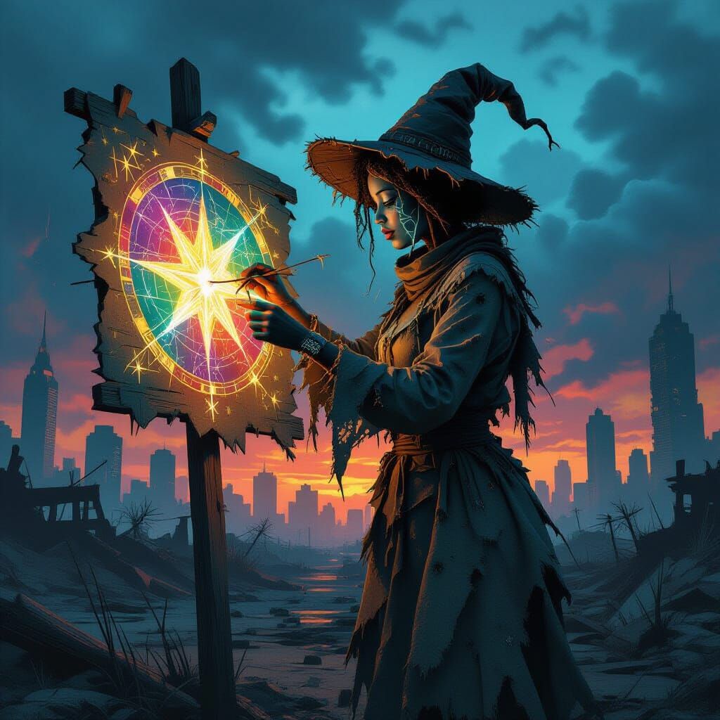 Scarecrow Stitches Constellations in Post-Apocalyptic Graffi...