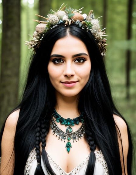 Enchanting Forest Witch in a Dark Forest