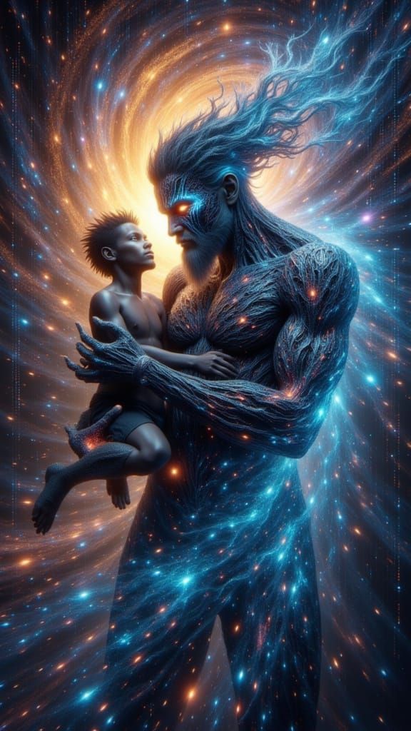 Fractal Deity Emerges from Binary Code, Digital Art