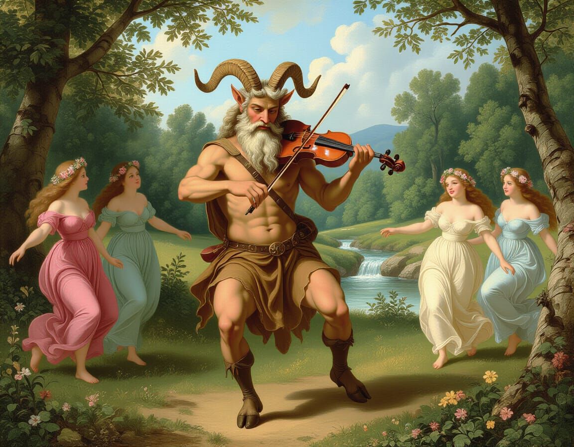 Satyr's Dance in Meadow, Renaissance Style