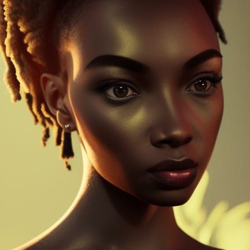 Beautiful Black Girl Portrait in Cinematic Style