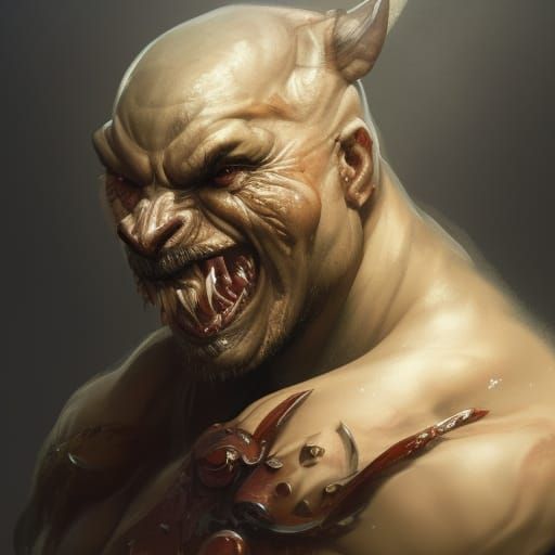 Demonic Eldridge Gnoll Portrait in Hyperdetailed Style