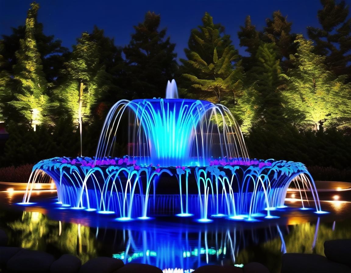 Stunning Outdoor Water Fountain at Night