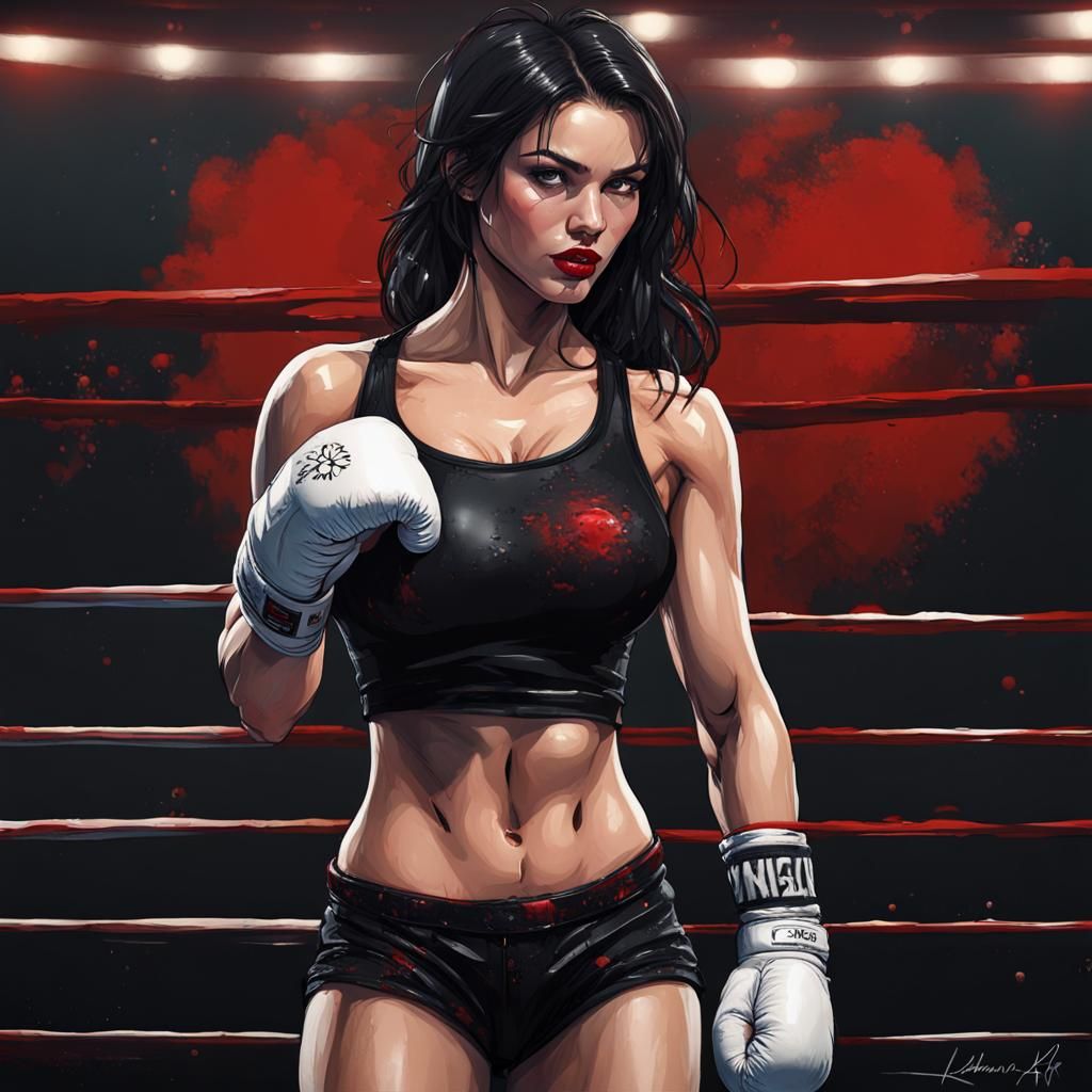 A determined boxing female