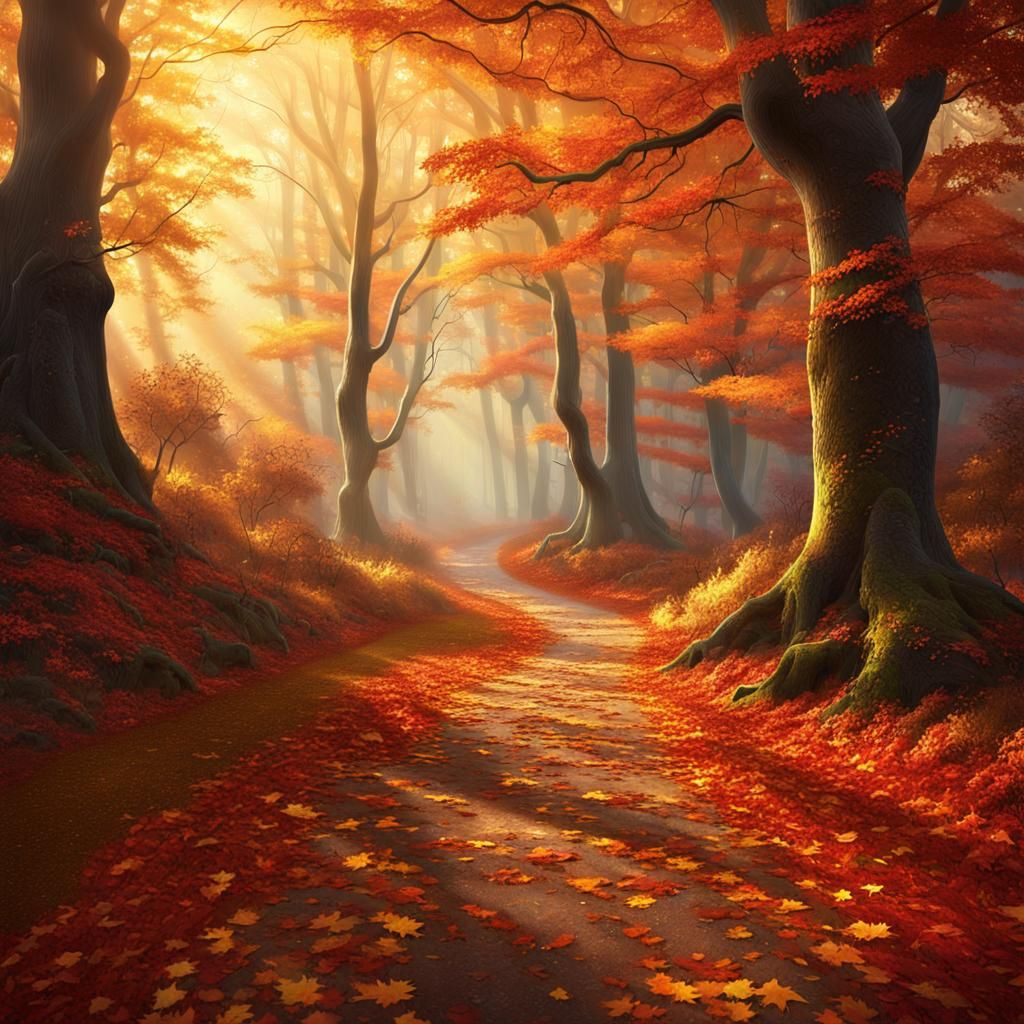 Autumnal Fantasy Landscape in Digital Matte Painting