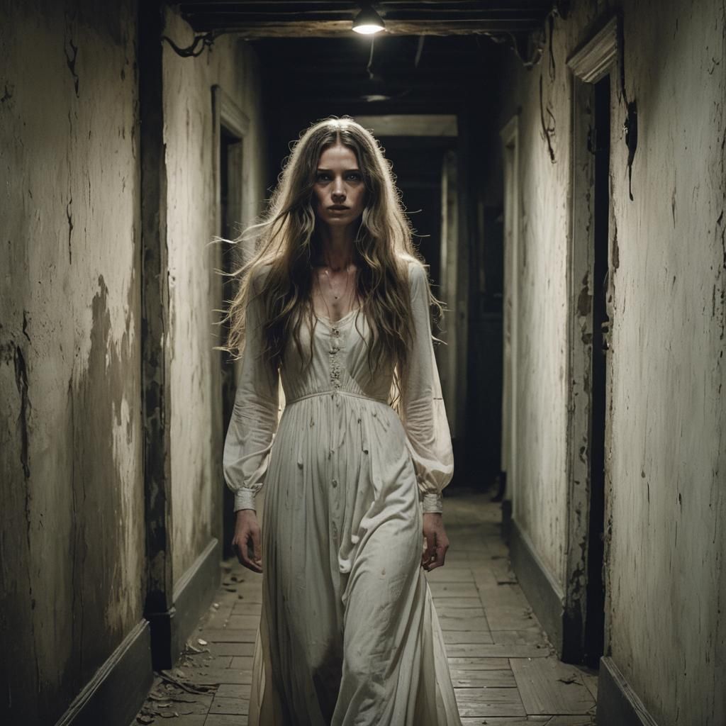 Hollow-Eyed Woman in White Dress