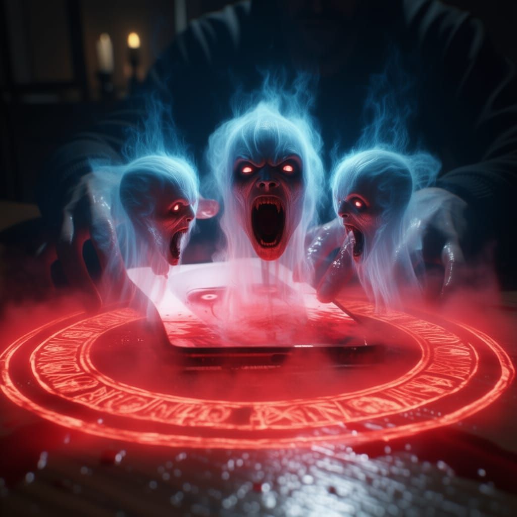 Haunting Ritual Circle With Screaming Phone, Horror Cinemati...