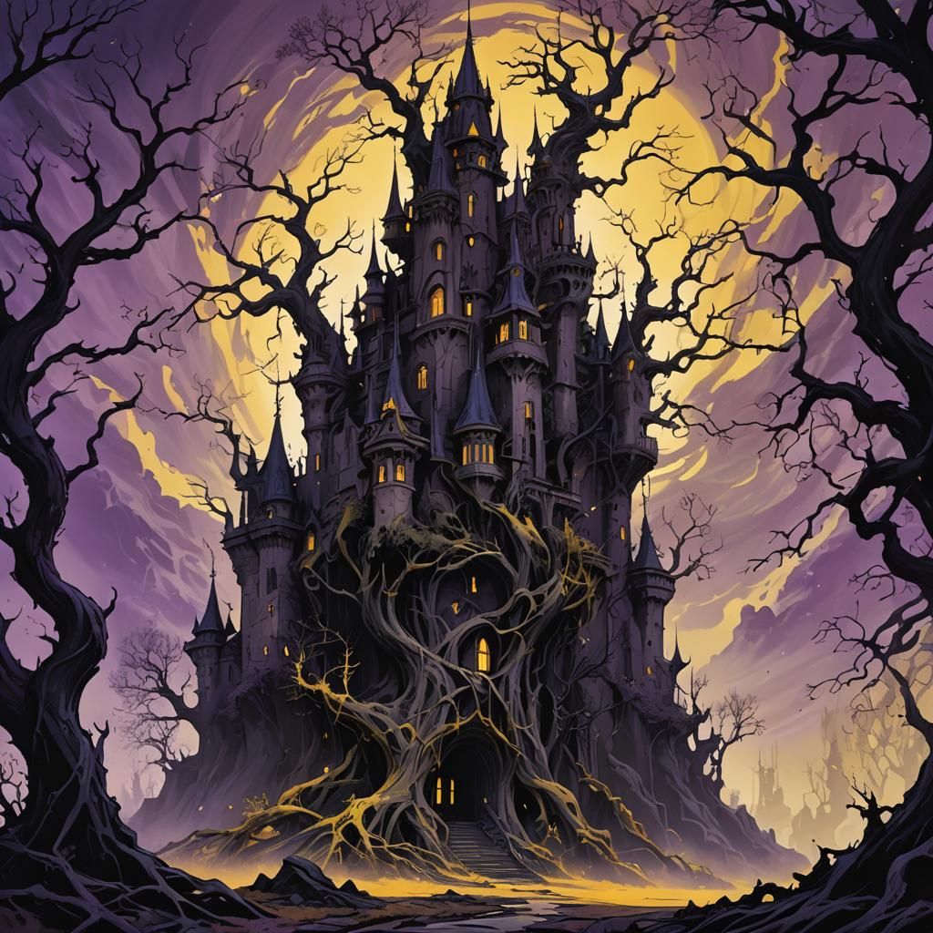 Dark Fantasy Castle Concept Art in Gothic Style