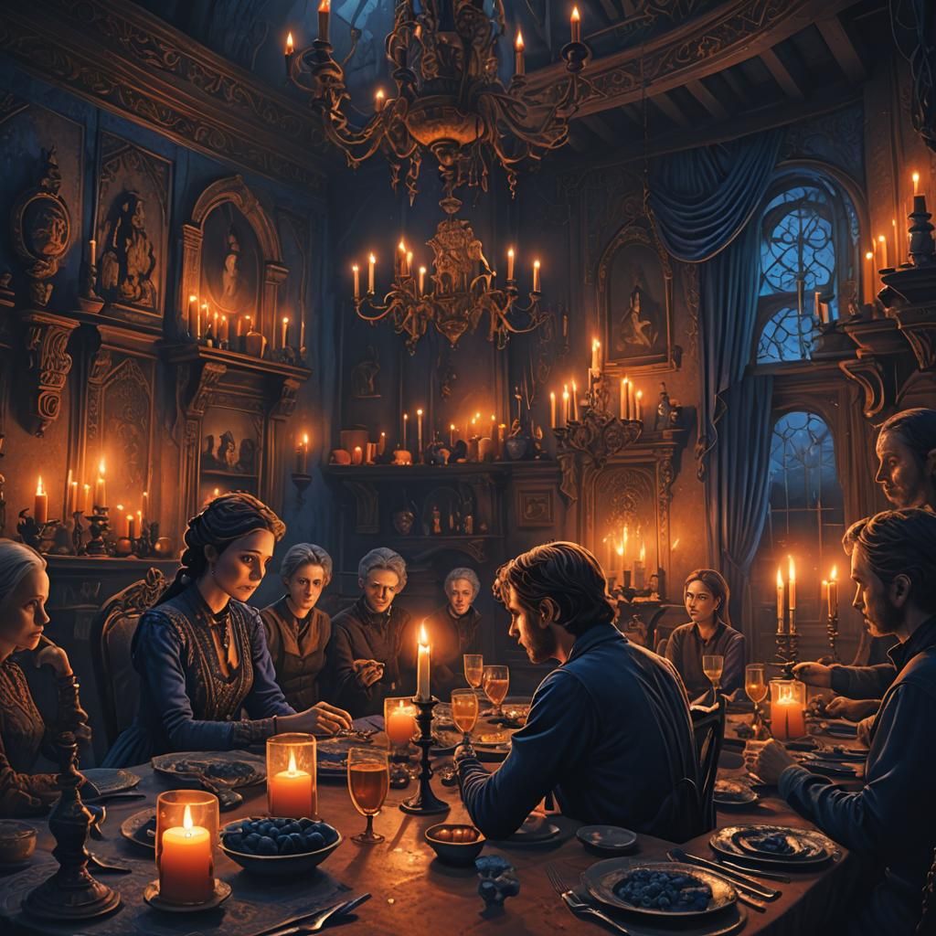 Eerie Family Dinner in High Fantasy Style