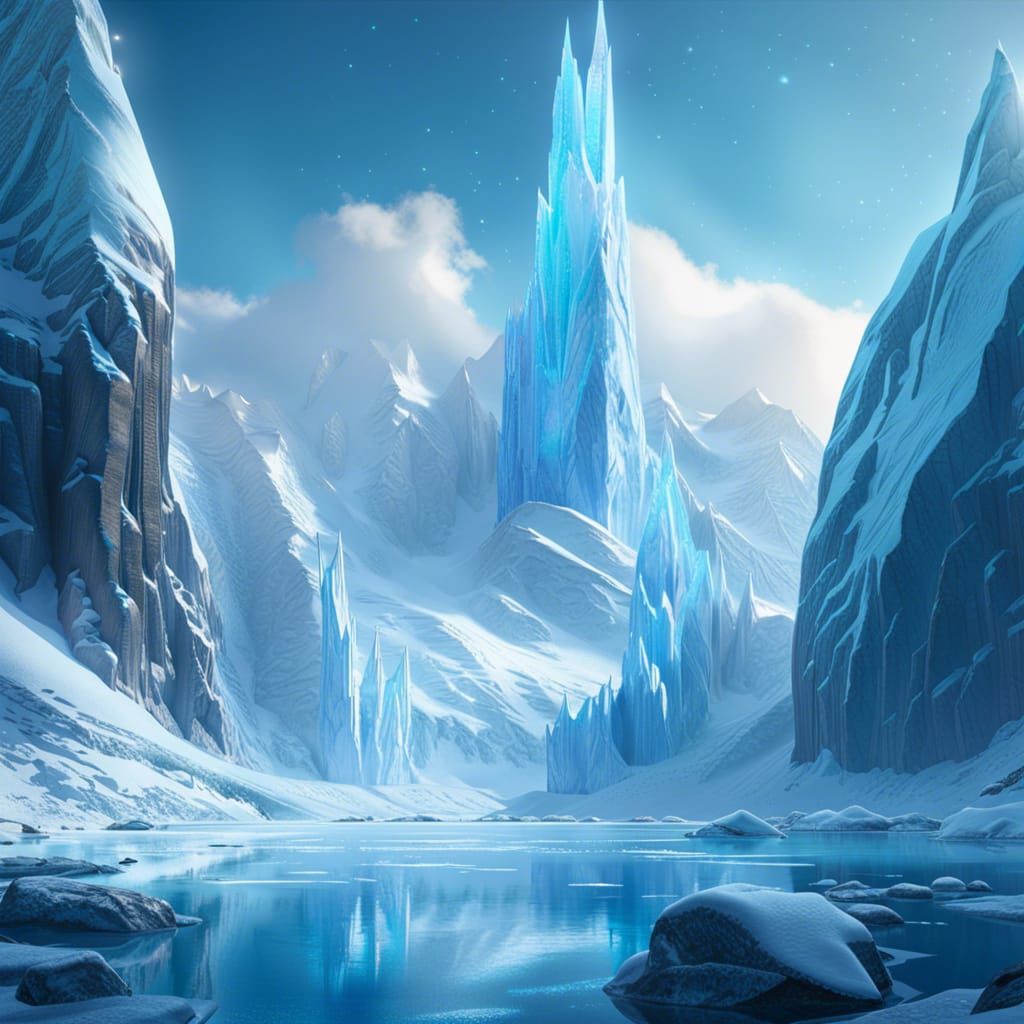 Frozen Dragon in Icy Glacier Dreamscape