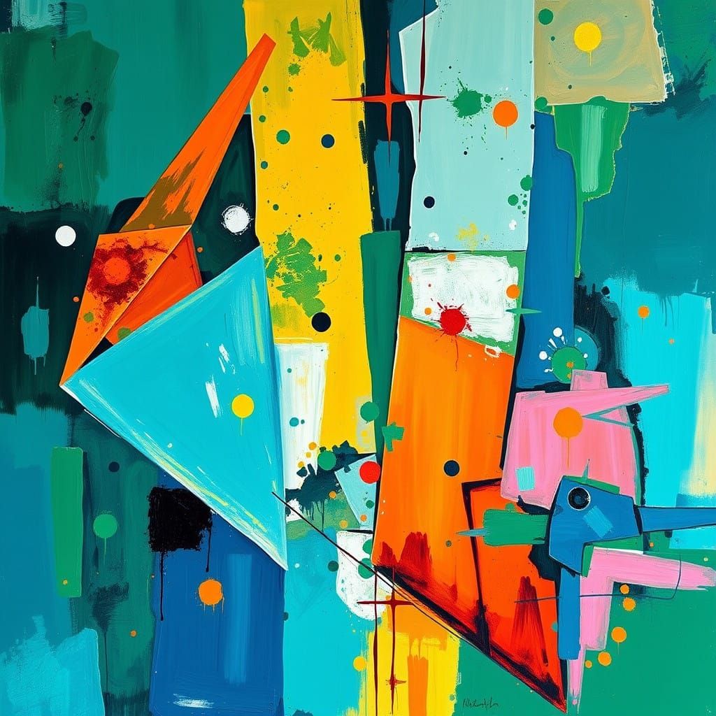 Surreal Abstract Art in Vibrant Blues and Greens, as Abstrac...