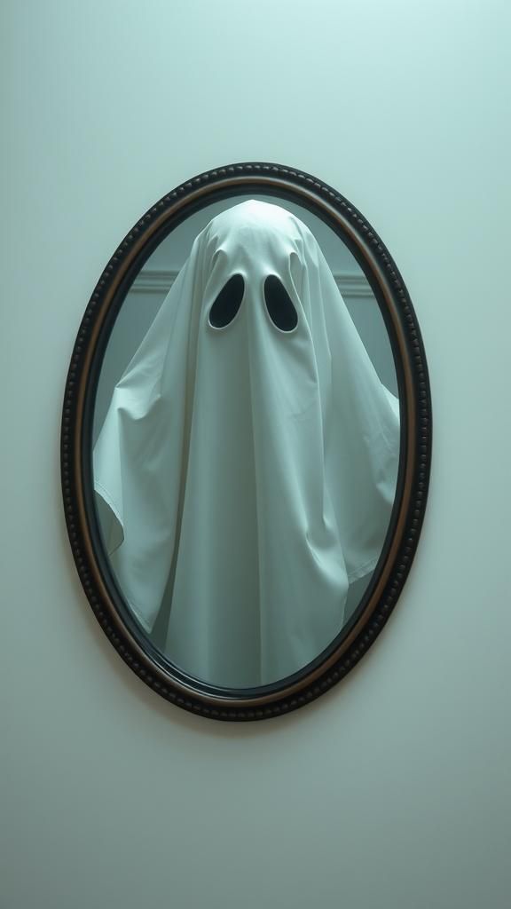 Ethereal Ghost Portrait in Transparent Mirror