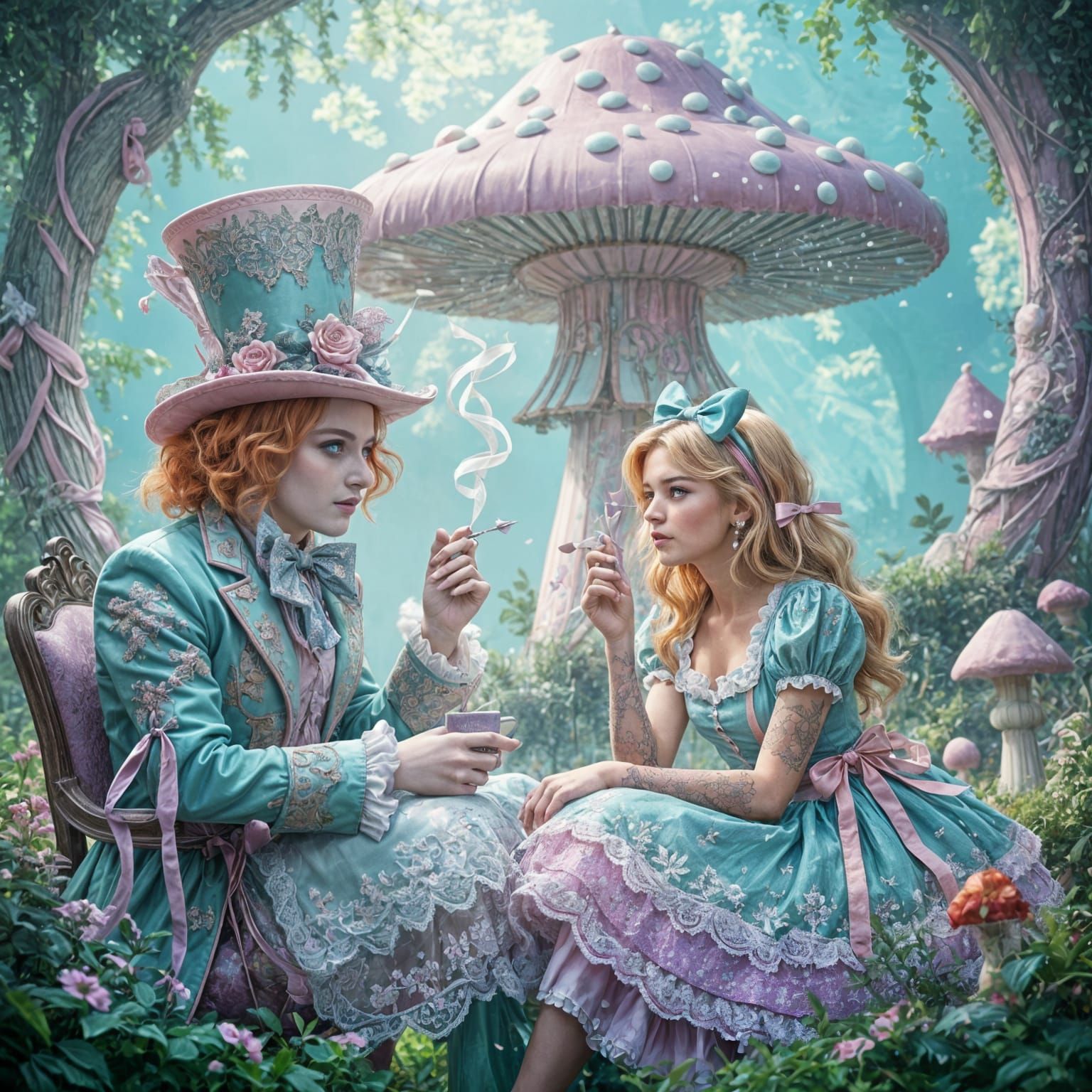 Alice in Wonderland Carousel in Pastel Colors