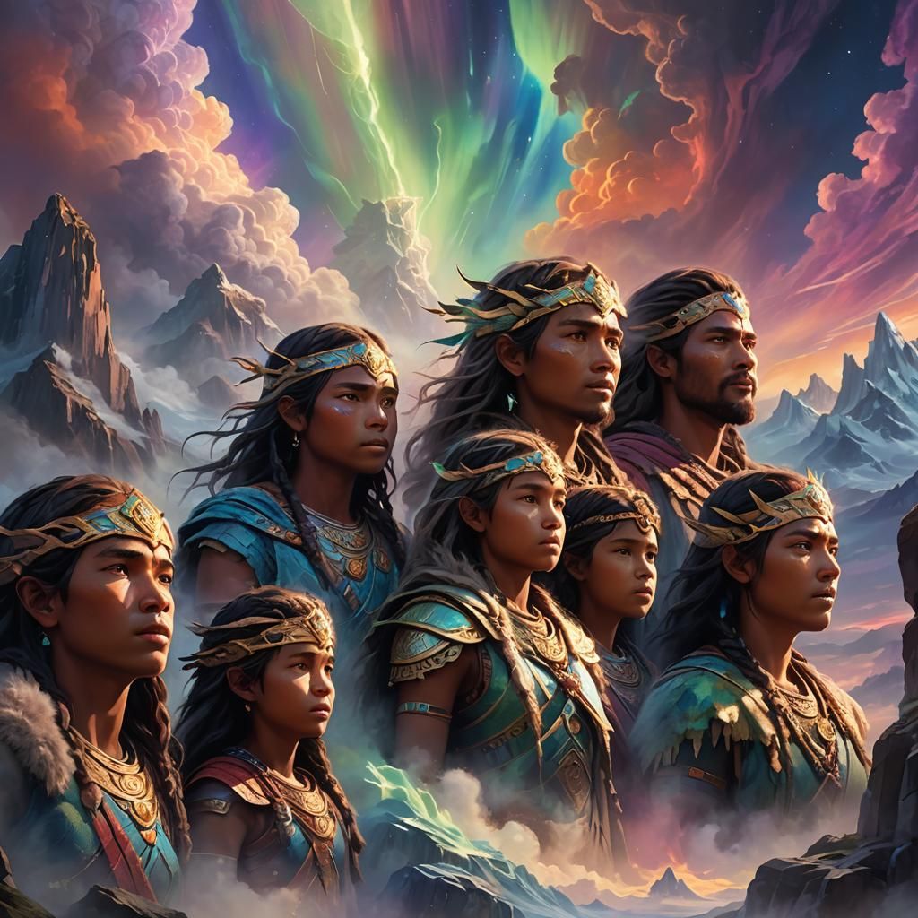 Children of the Gods in Mystical Landscape