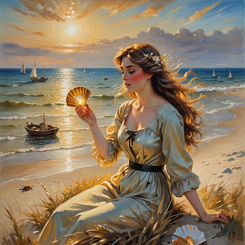 Seaside Beauty in Impressionist Oil Painting