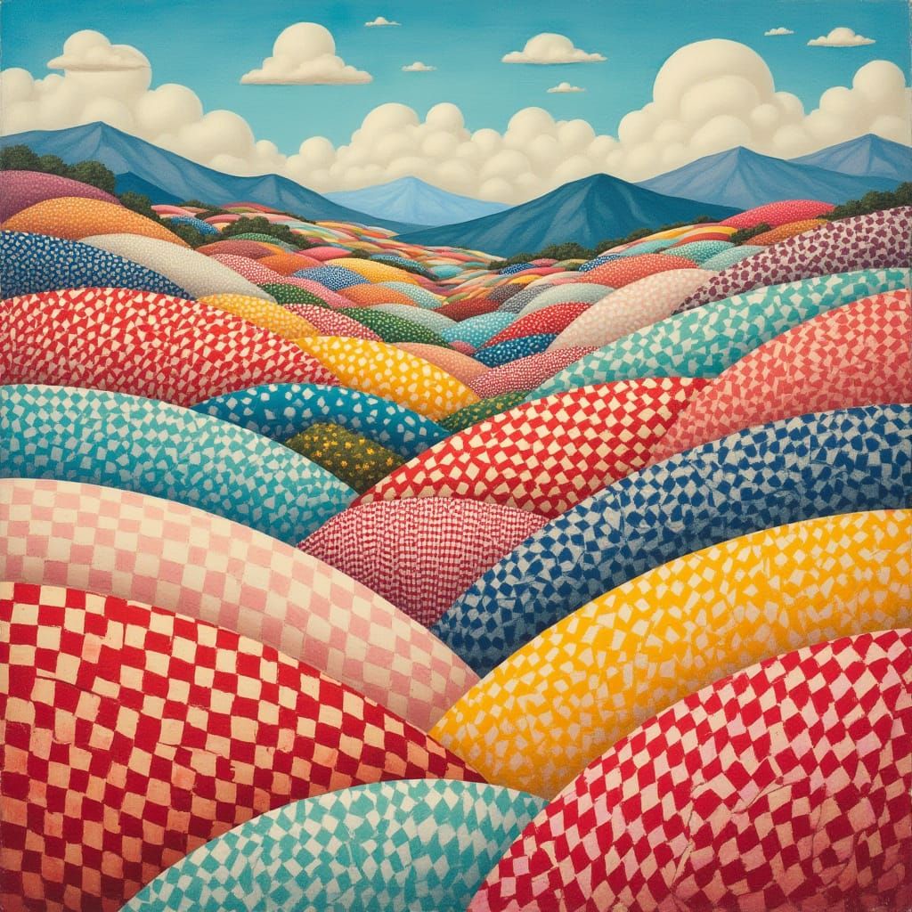 Whimsical Gingham Dreamscape with Vibrant Patterns