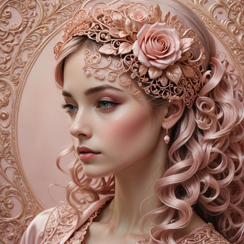 Pink Headband with intricate details and delicate filigree