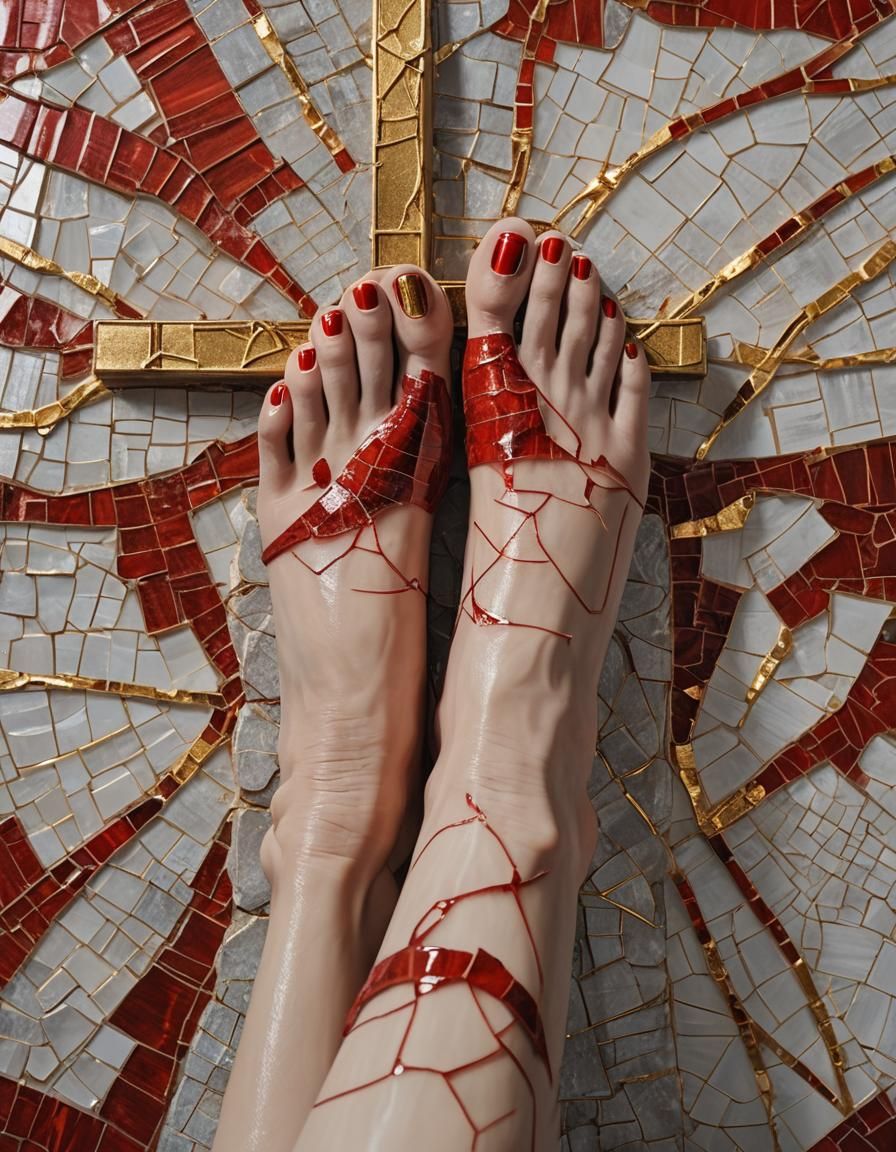 Kintsugi Repaired Porcelain Jesus on Cross