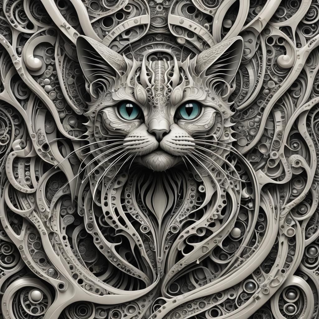 Loaf Cat in H.R. Giger Biomechanical Style