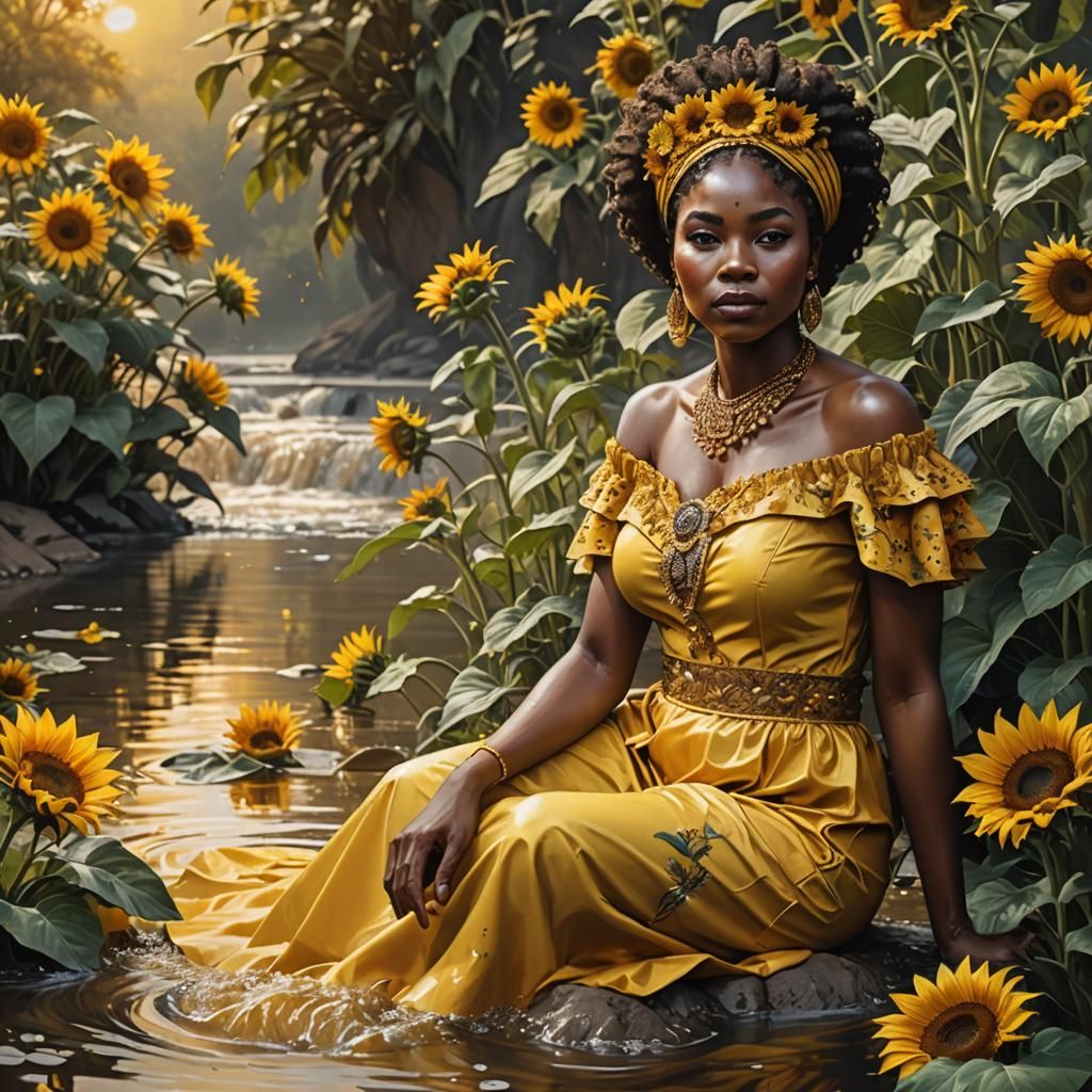 African Queen in River of Sunflowers