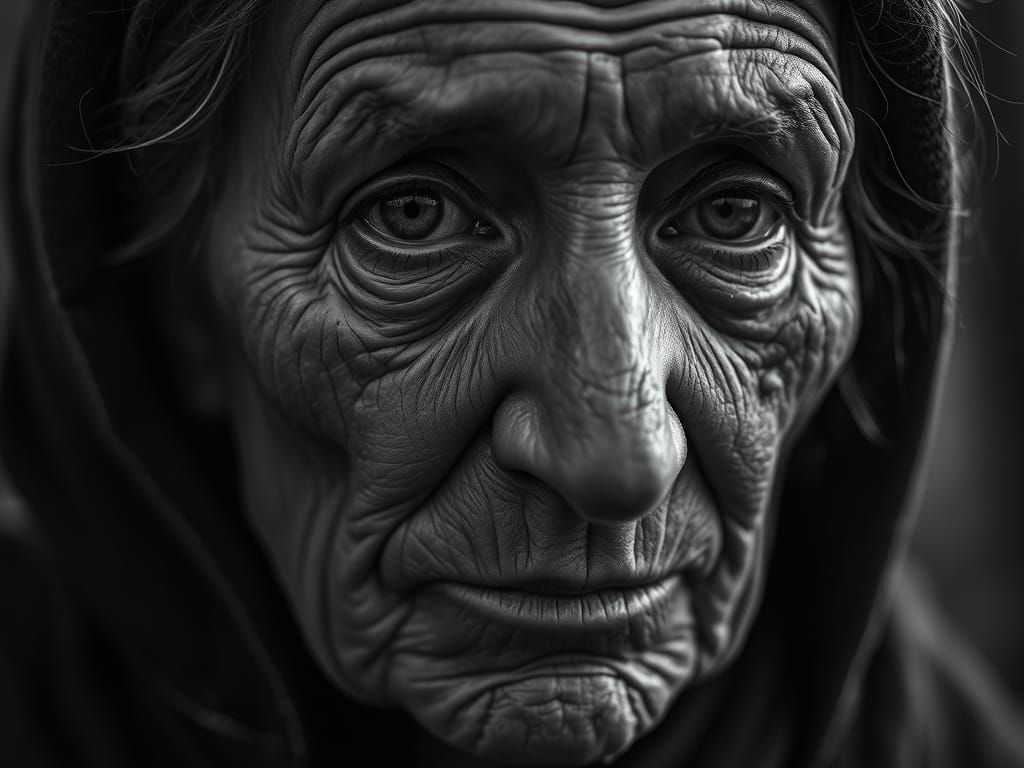 Weathered Woman in a Somber, World War 1 Era Landscape