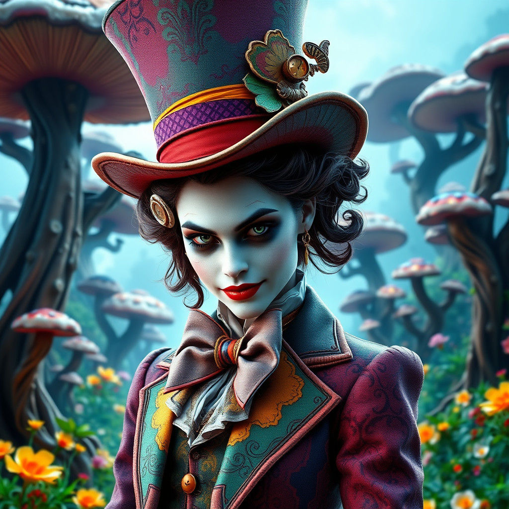 Mad Hatter Joker Mashup in Dreamlike Setting