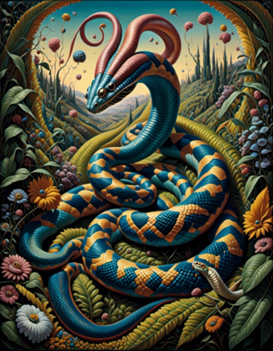 Giant Snake with Psychedelic Scale Pattern