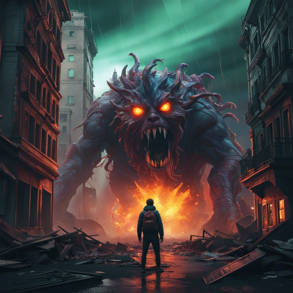 Monster Emerges from Vortex in CGI Diorama