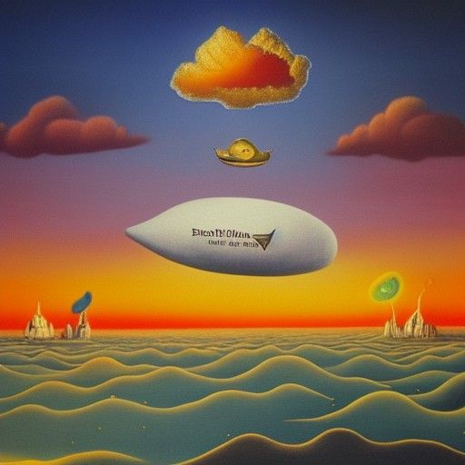 Surreal Bunny Airship Flies Through Sunset