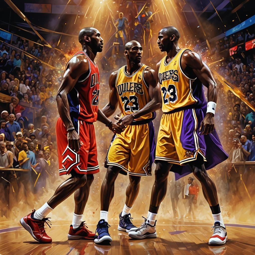 Kobe and Jordan: Dynamic Digital Painting of Legends