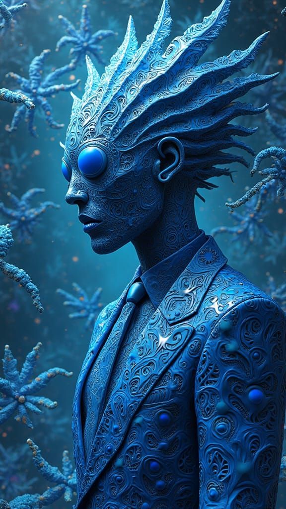 Mega Mind in Cannabis Suit with Abstract Fractals