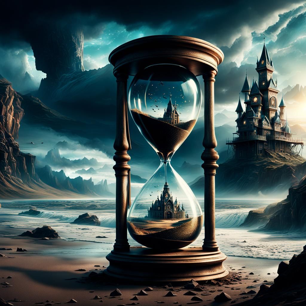 Hourglass: Time Running Out in a Digital Painting