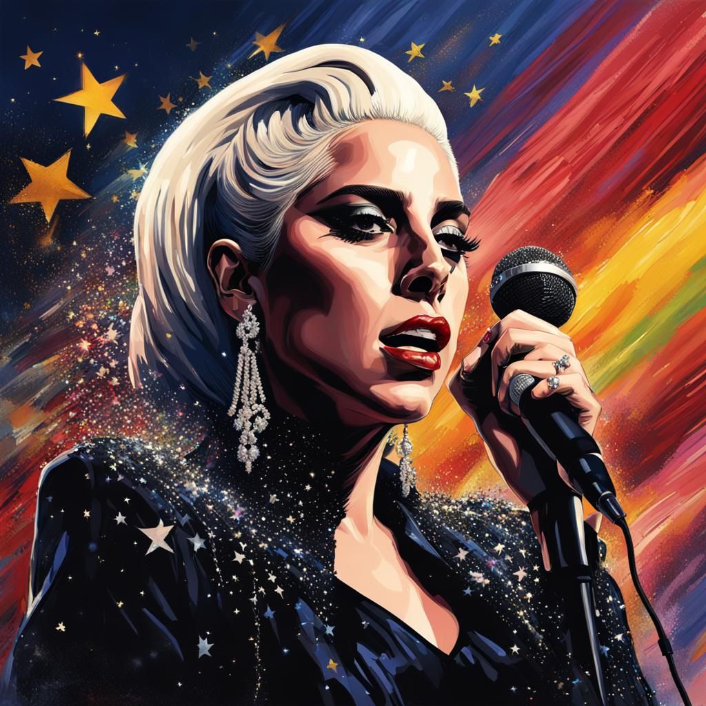 Lady Gaga Performance in Pompous Black Dress