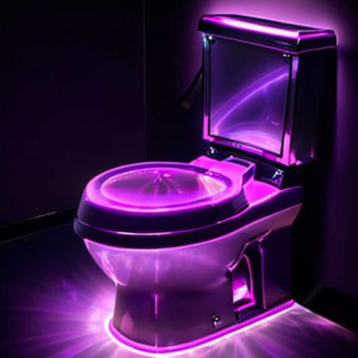 Holographic Purple Toilet on Black Background