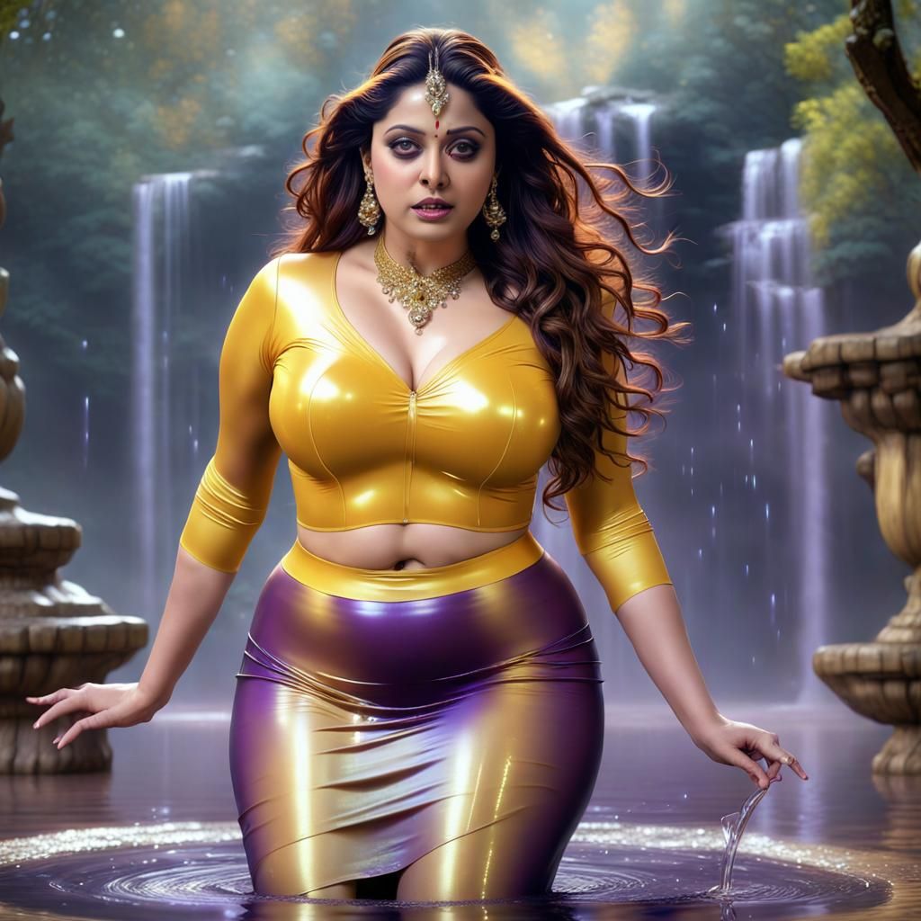 Indian Actress in Latex Leggings, Digital Art