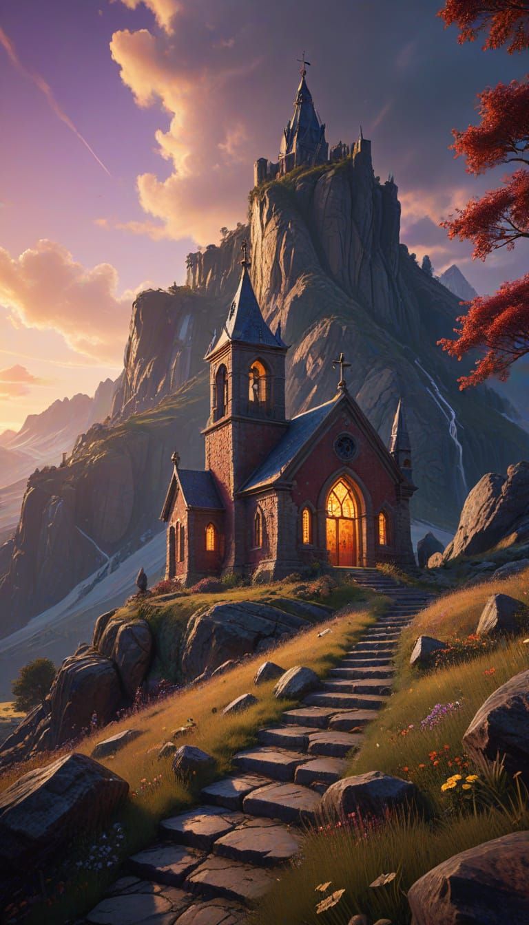 Dark Fantasy Stone Church Concept Art