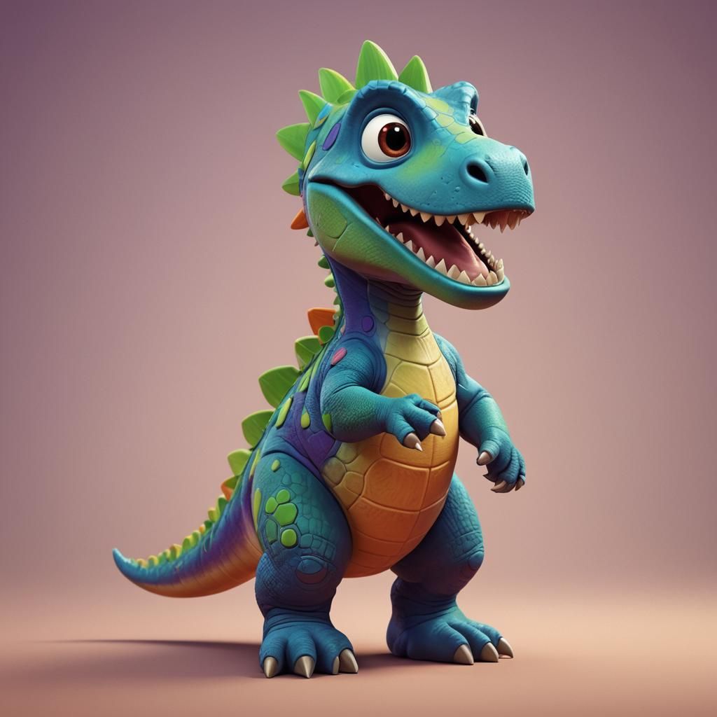 Cute Dinosaur in Pixar Style 3D Art