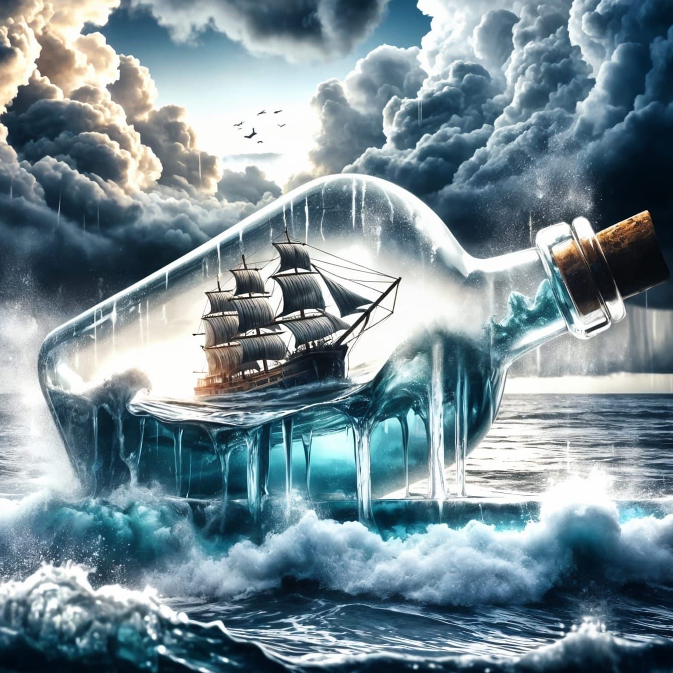 Ship in a Bottle on Stormy Seas