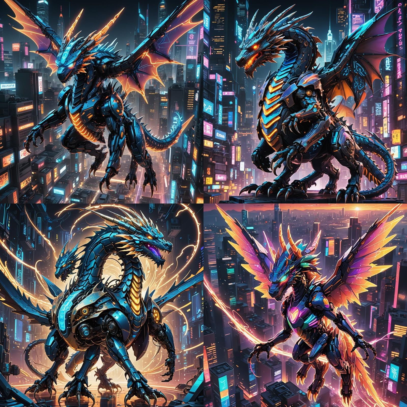 Futuristic Hi-Tech Nanobot Dragon in Anime Style