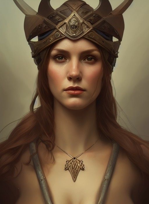 Detailed Viking Woman Portrait in Digital Art Style