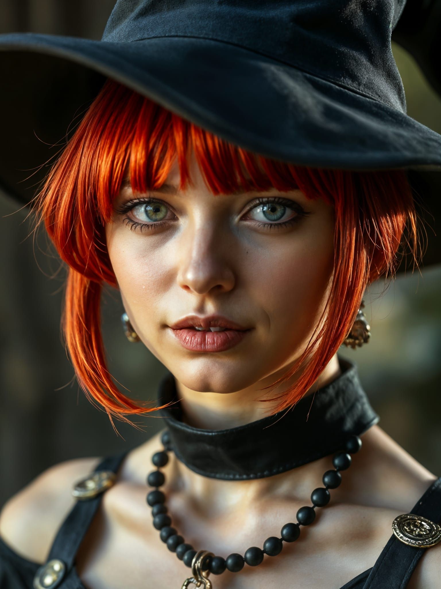 Vibrant Witch Cosplay Portrait with Fine Details