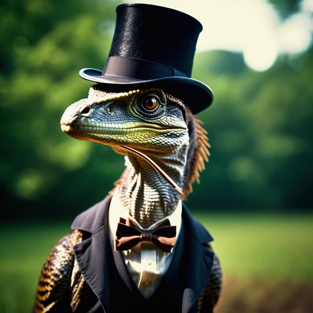 Philosophical Velociraptor in Cinematic Film Still